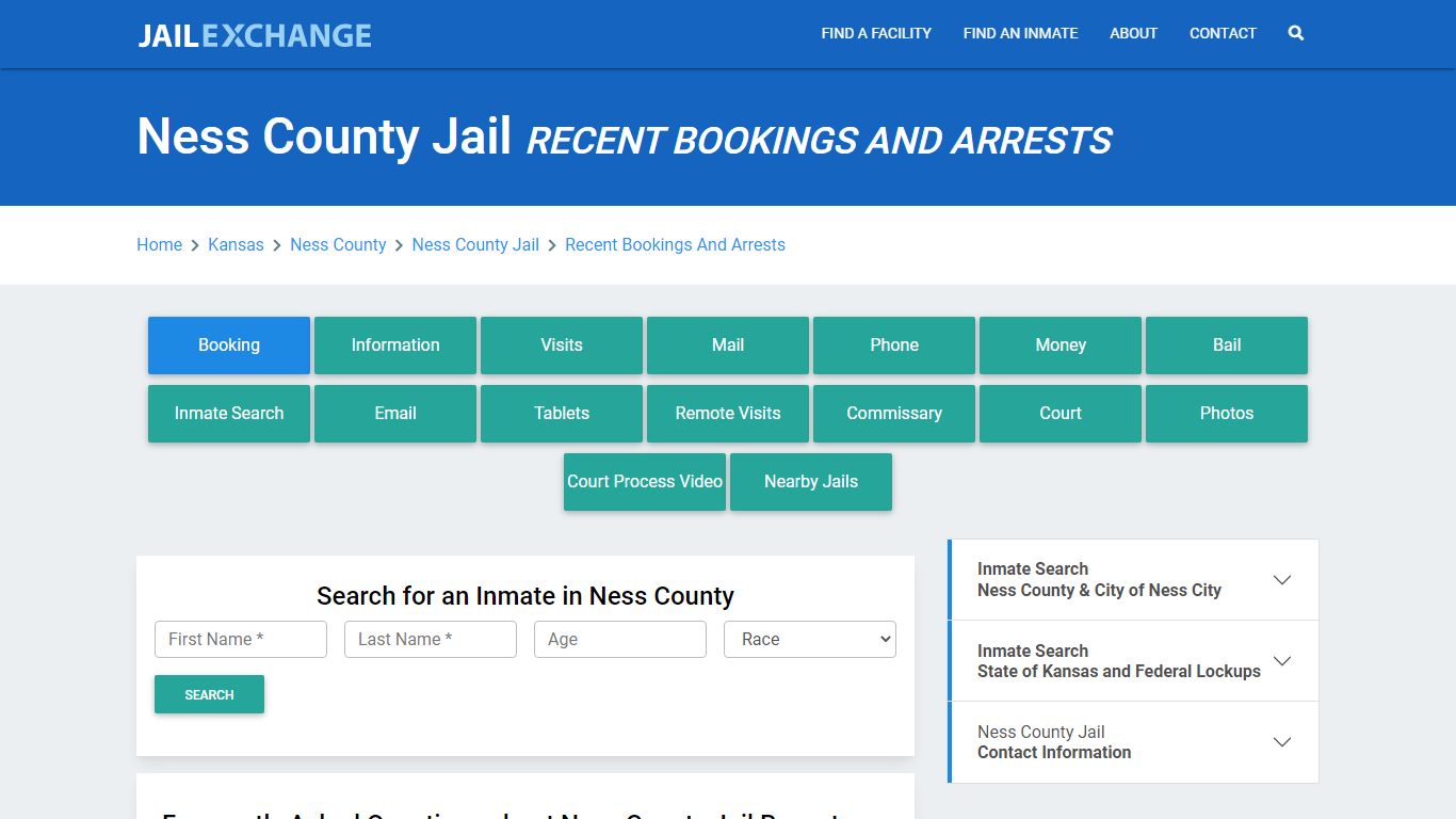 Ness County Jail Recent Bookings And Arrests - Jail Exchange