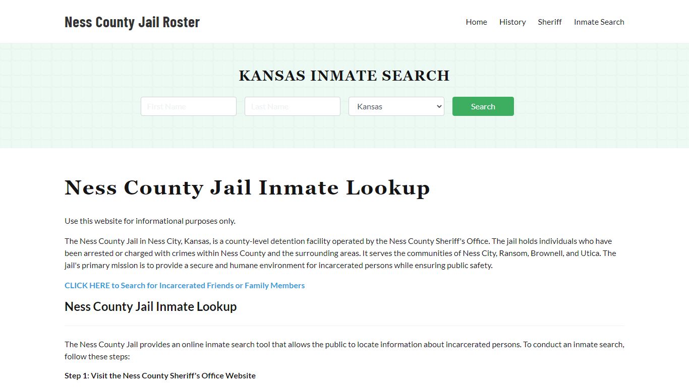 Ness County Jail Roster Lookup, KS, Inmate Search