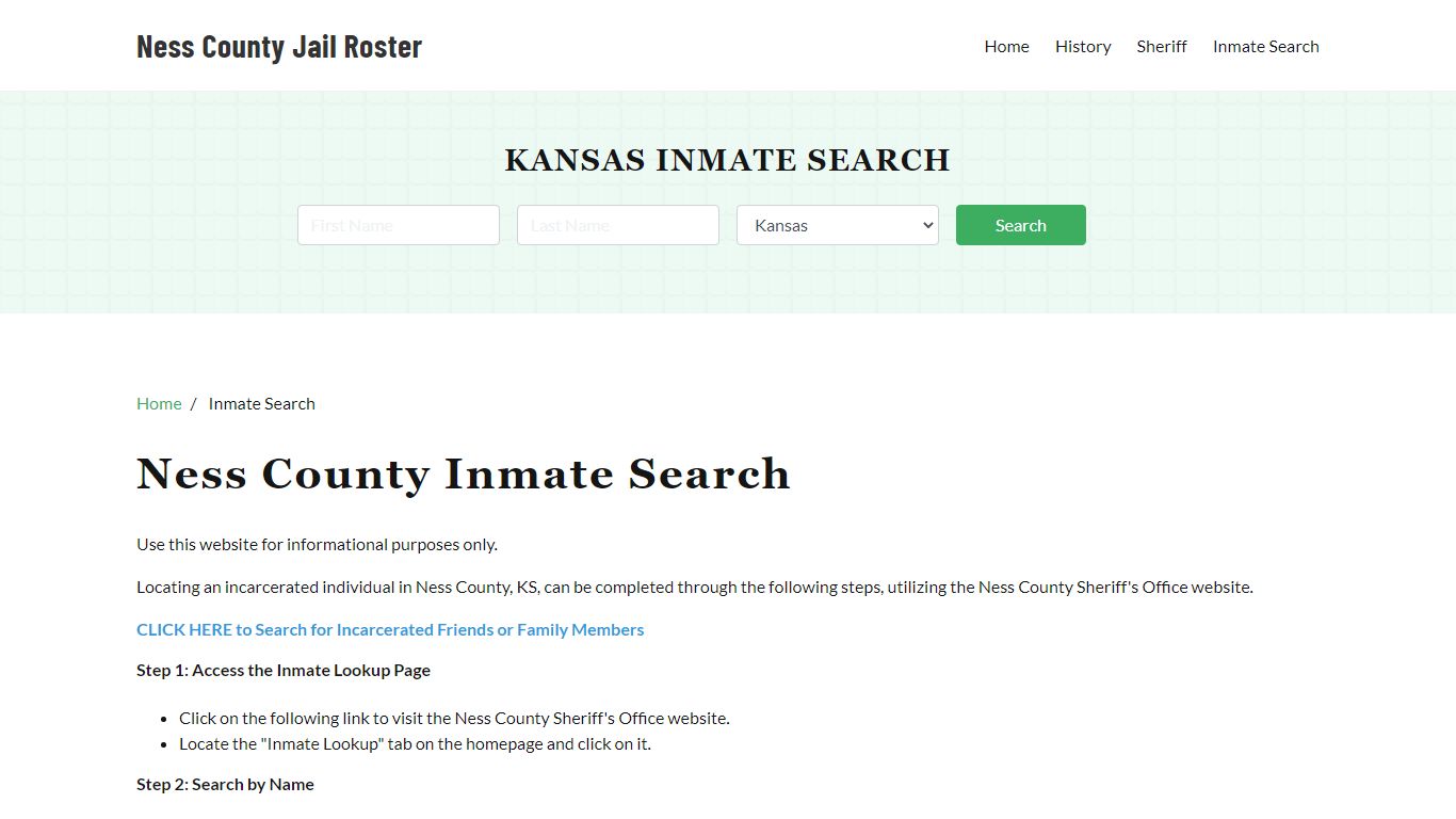 Ness County, KS Detainee Lookup