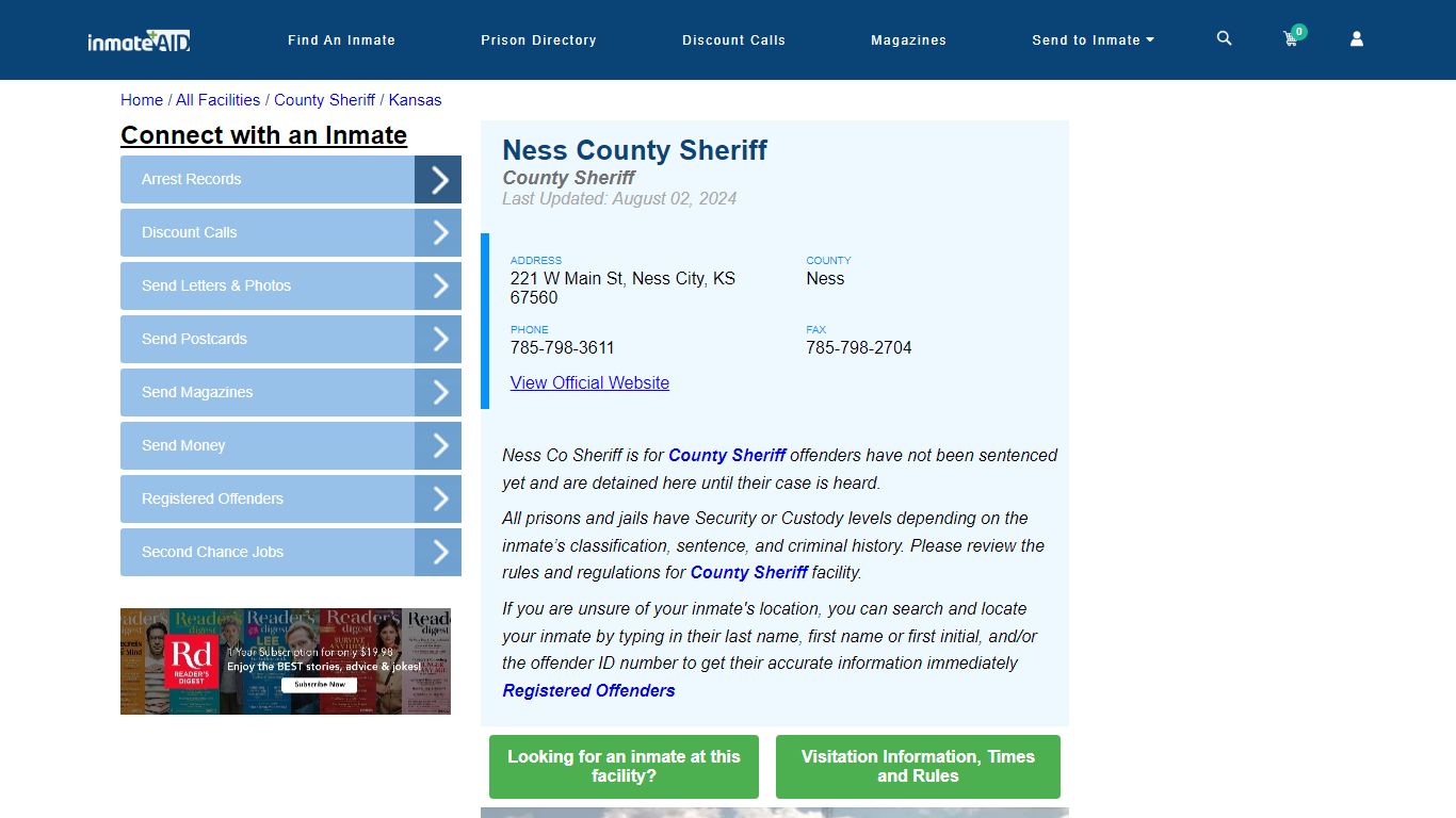 Ness County Sheriff & Arrest Search - InmateAid