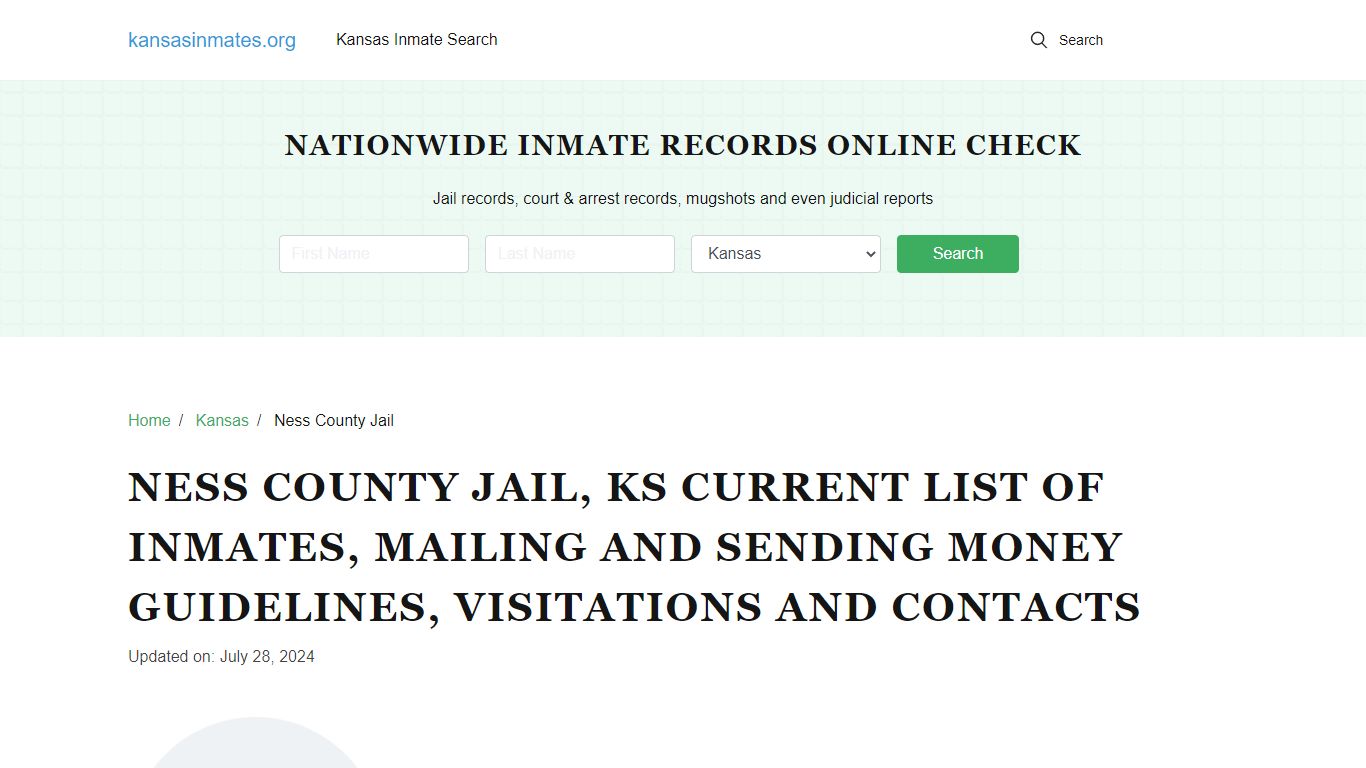 Ness County Jail, KS: Offender Locator, Visitation & Contact Info